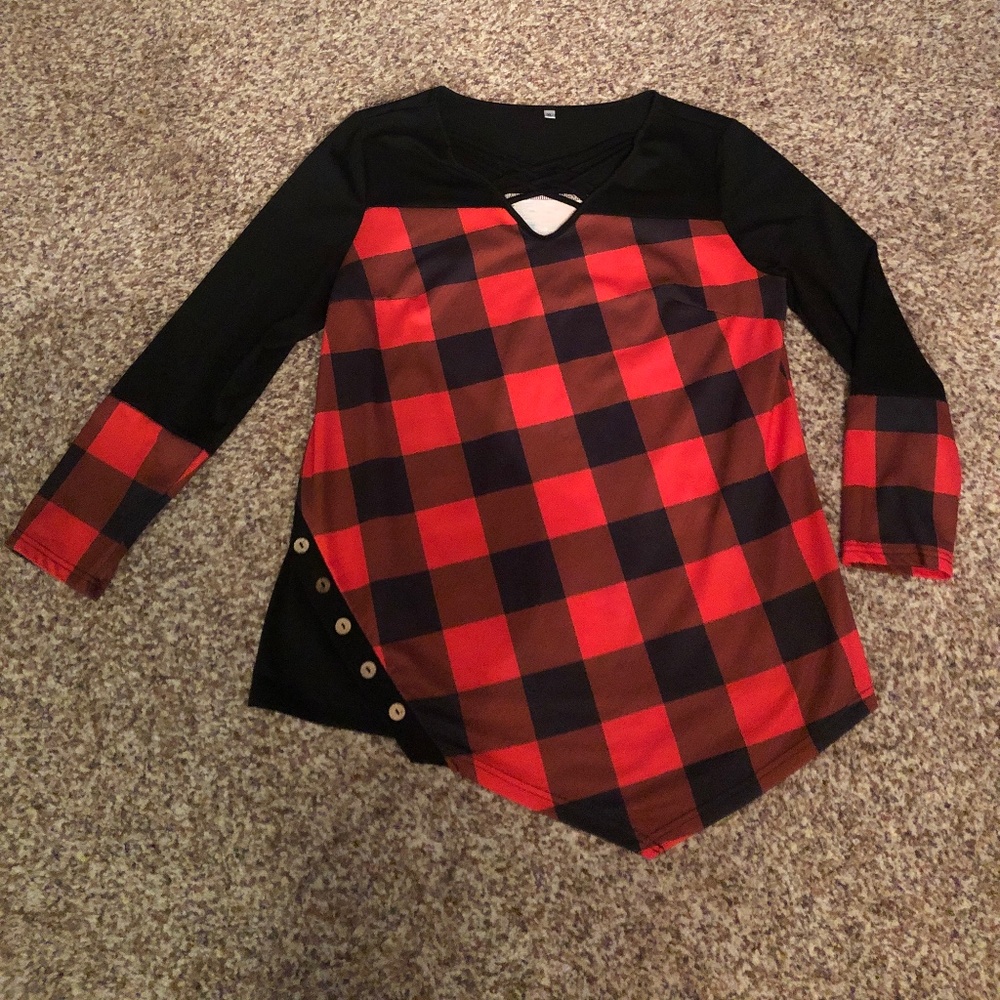 Ladies Buffalo check red and black blouse/tunic